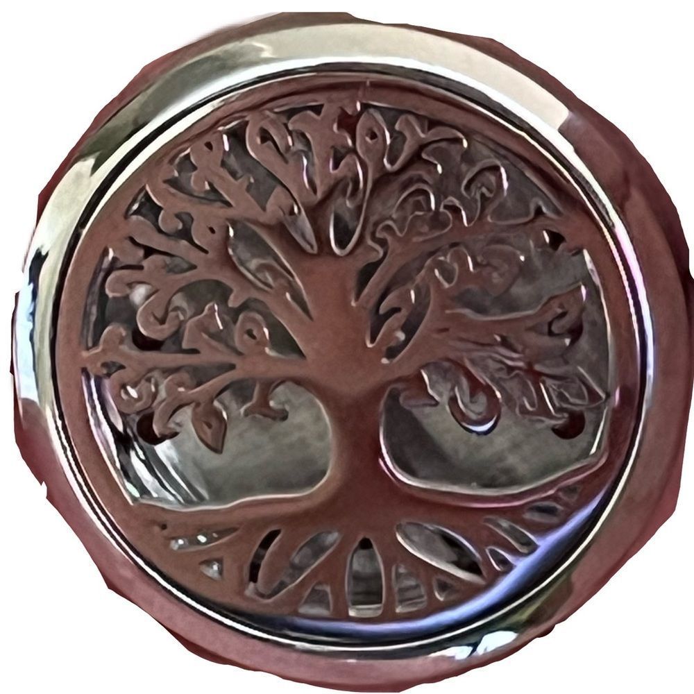 CAR VENT CLIP silver tone essential oil diffuser with wicks - Tree of Life 🌳